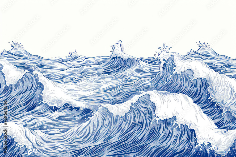 Sea waves sketch pattern. Ocean surf wave hand drawn horizontal seamless pattern illustration. Sea waves sketch pattern. Ocean surf wave hand drawn horizontal seamless pattern illustration.
