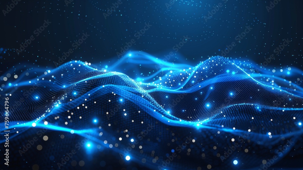 Obraz premium Abstract plexus blue geometry background. Digital technology network connection concept. 3D rendered illustration