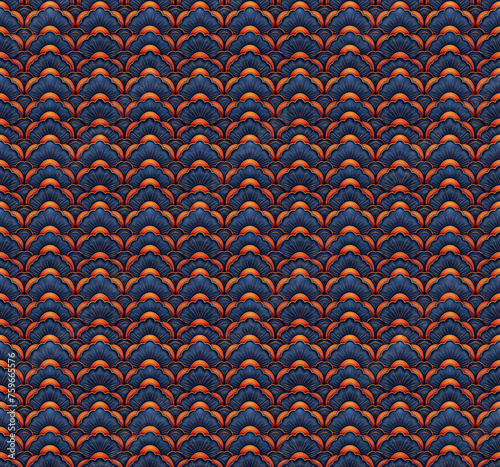 Colorful Art Deco seamless repeating pattern. 