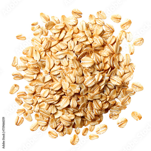 Rolled oats isolated on transparent background Generative Ai photo