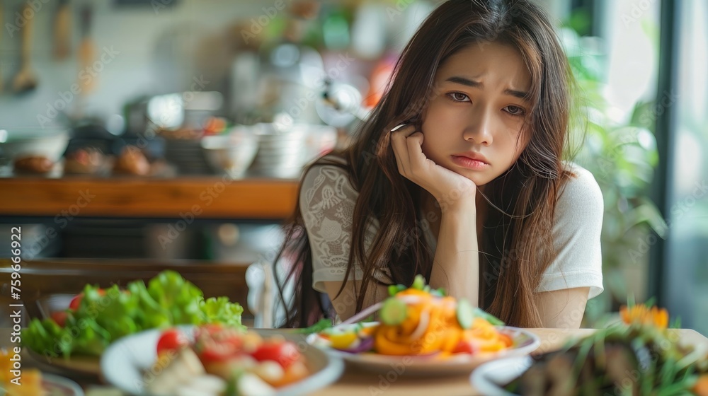 Dieting healthy young woman, having temptation hungry of food Dieting healthy young woman, having temptation hungry of food