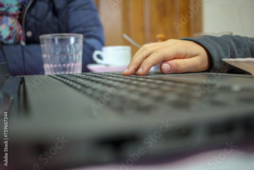 laptop on the table after lunch