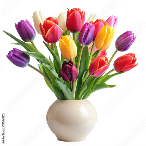 colored tulip flower bouquet isolated