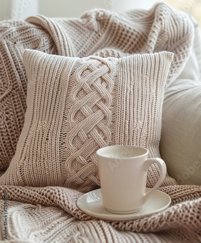 crochet pillow and cup