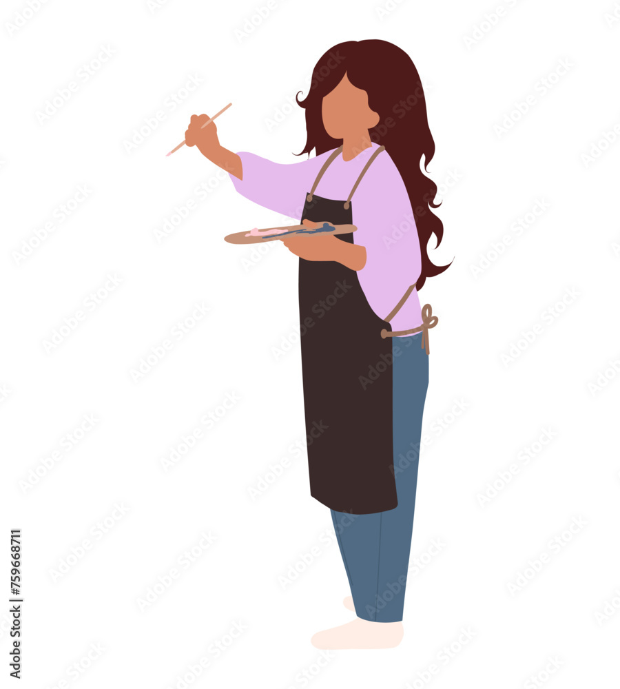 Cartoon flat Woman artist, painting, art classes teacher, master klass Cartoon flat Woman artist, painting, art classes teacher, master klass