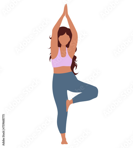 yoga person pose, woman in tree position