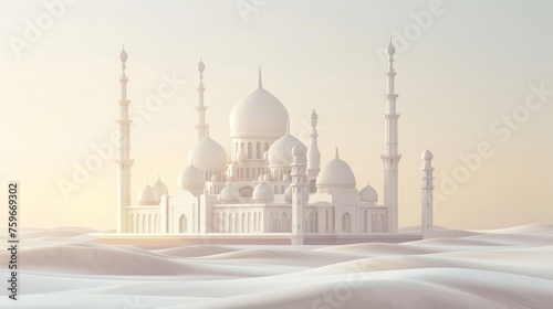 abstract minimalist background with mosque for Ramadan card