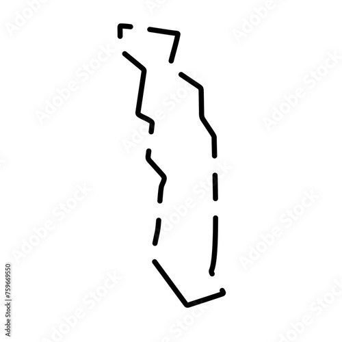 Togo country simplified map. Black broken outline contour on white background. Simple vector icon