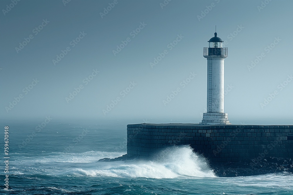 Lighthouse on the sea during the day