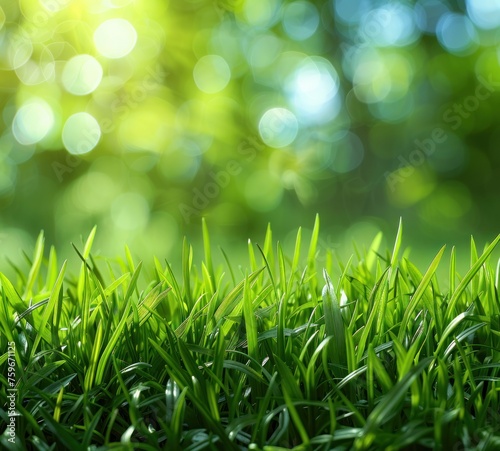 green grass background with bright bokeh and a beautiful green color