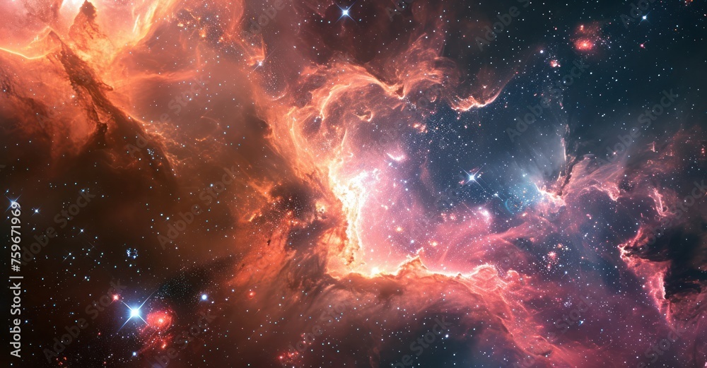 Colourful nebula galaxy cosmos astronomy star