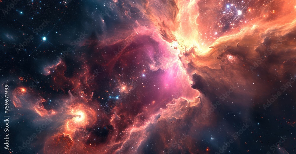 Naklejka premium Colourful nebula galaxy cosmos astronomy star