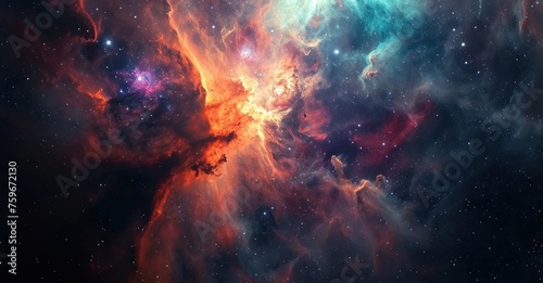 Colourful nebula galaxy cosmos astronomy star © Eyepain