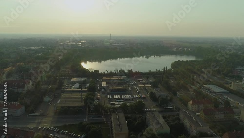 Beautiful Panorama Pond Kamionka Piast Opole Aerial View Poland photo