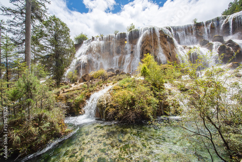 Pearl Beach Waterfall in Jiuzhaigou  Sichuan  China