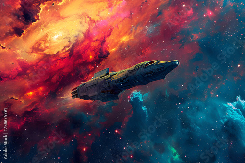 Spaceship colorful rattan nebula far away  photo
