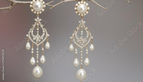 A Pair Of Chandelier Earrings Dripping With Cascad