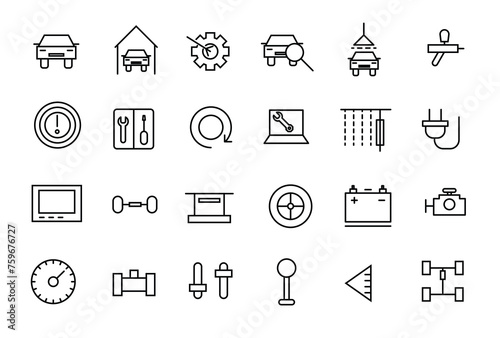 Set of vector line icons of Car and automobiles business concepts, Car service icons set. photo