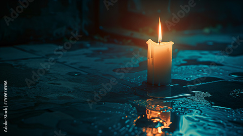 burning candle in the dark concept of hope in difficult times of life 