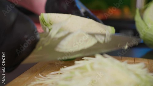 shredding cabbage.
