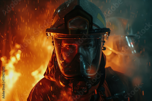 Firefighter's visage amid firestorm