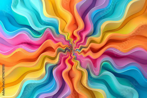 Digitally created image with a dynamic flow of rainbow colors in a wavy pattern photo