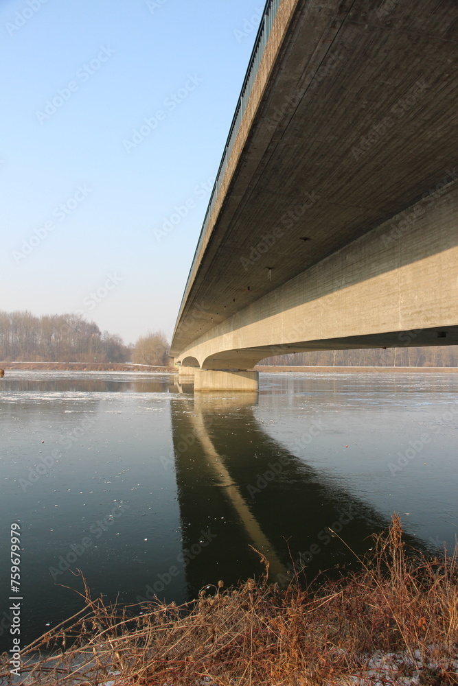 Frozen River and Bridge