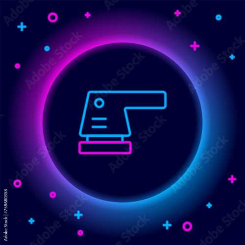 Glowing neon line Electric sander icon isolated on black background. Orbital sander. For floor and wooden planks sanding sandpaper. Colorful outline concept. Vector