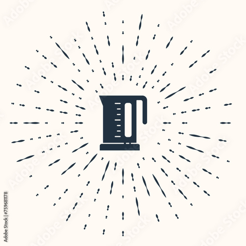 Grey Electric kettle icon isolated on beige background. Teapot icon. Abstract circle random dots. Vector