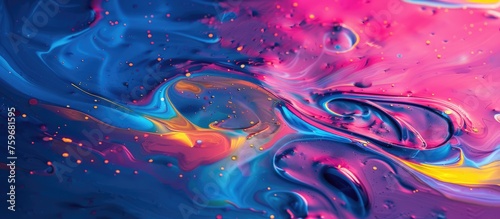 Vibrant neon shades blend in liquid.UV effect.
