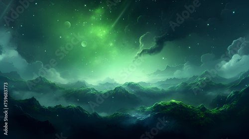 Stellar green dreamy atmosphere constell