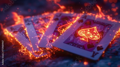 Fiery Neon Jacks Craft a promotional poster for an online blackjack game photo