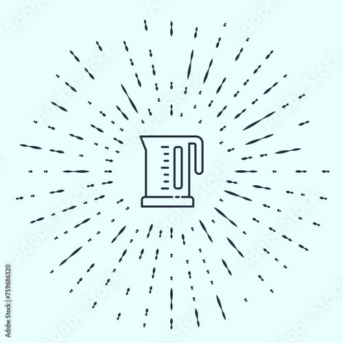 Black line Electric kettle icon isolated on grey background. Teapot icon. Abstract circle random dots. Vector