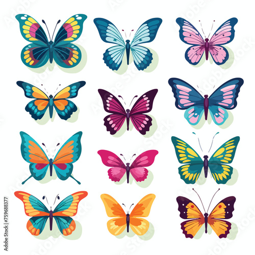 Cute cartoon butterflies. Vector illustration