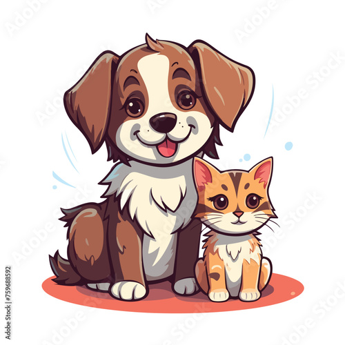 Cute cartoon cat and dog. Both in separate layers  © iclute4