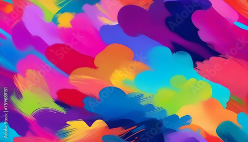 A digital illustration of colorful brush strokes on a white background