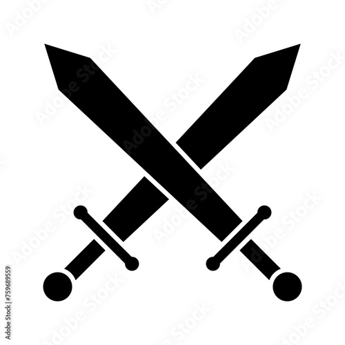 Swords cross, illustration of battle and defence icon vector