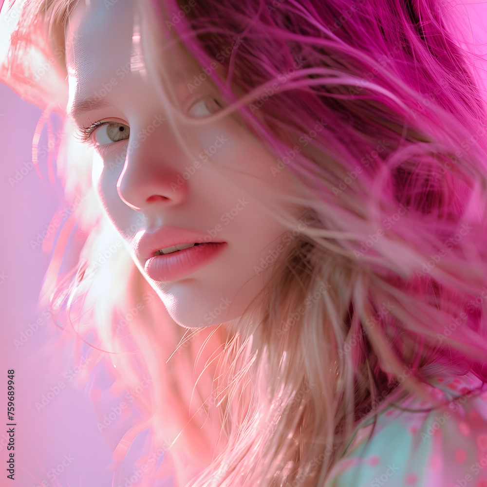 Picture of a Beautiful Woman with Long Pink Hair in Pink Tones Close Up of Face Generative AI
Picture of a Beautiful Woman with Long Pink Hair in Pink Tones Close Up of Face Generative AI