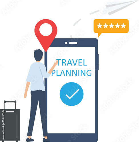 Adobe Illustrator ArtTravel planning and Ticket Book and Air travel and tourism, Business Travel and official tour concept
work