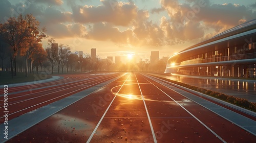 Shot Of A Running Track In The Shade From The Sun Background indoor outdoor