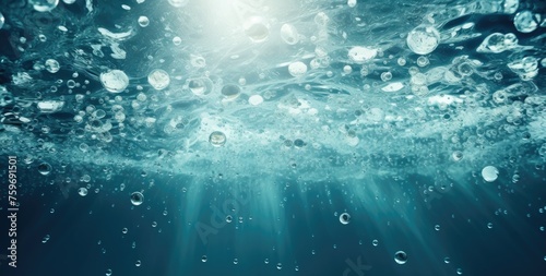 underwater view of the water with drops