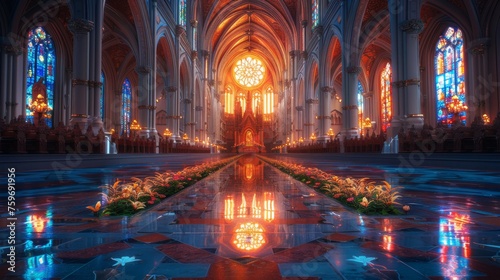 River cathedral lilies on the nave photo