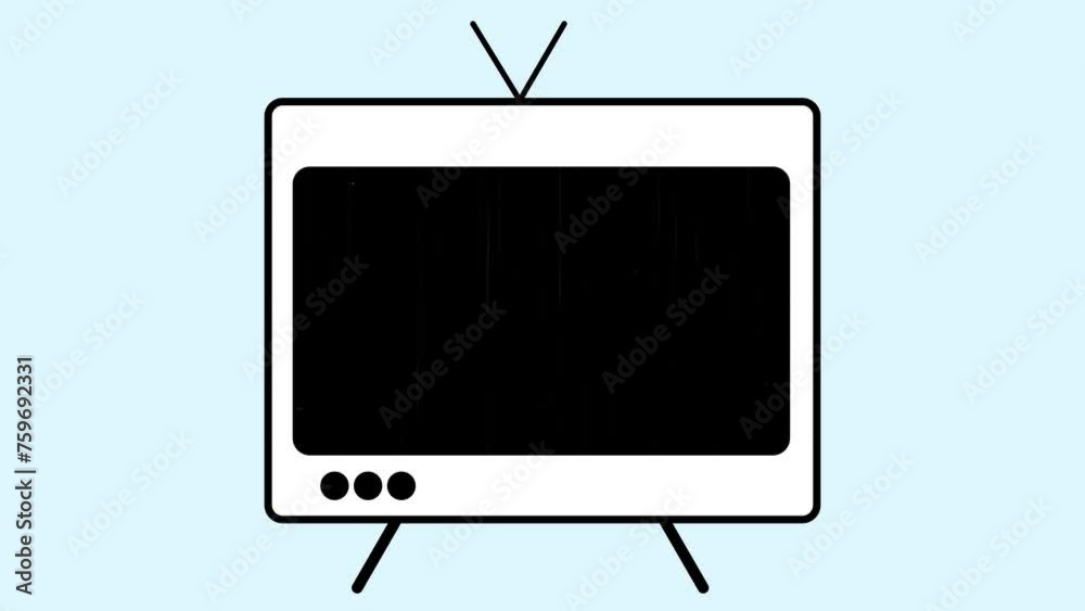 Old TV with film particles in the screen. Old TV Animation Old TV with film particles in the screen. Old TV Animation