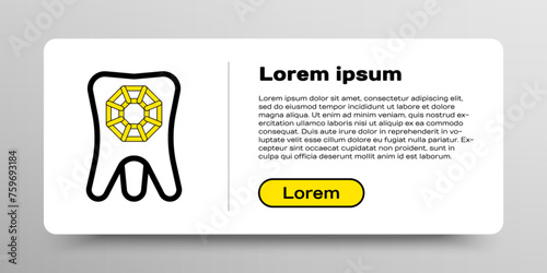 Line Tooth with diamond icon isolated on white background. Colorful outline concept. Vector
