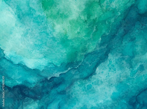 Abstract watercolor paint background by teal color blue and green with liquid fluid texture