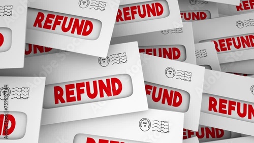 Refund Tax Returns Envelope Money Back Mail Check 3d Animation photo