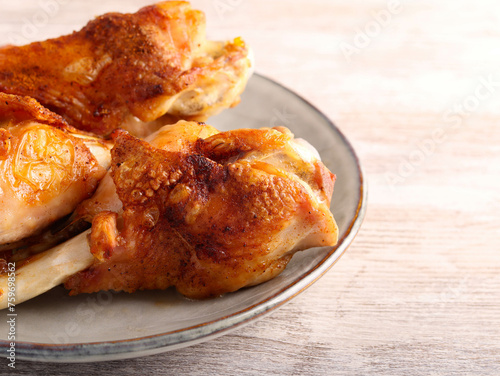 Roast turkey wings on plate