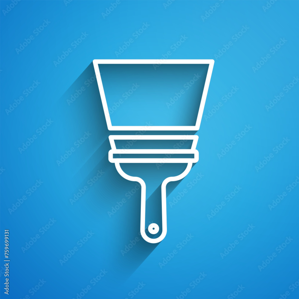 White line Cleaning service with of rubber cleaner for windows icon isolated on blue background. Squeegee, scraper, wiper. Long shadow. Vector White line Cleaning service with of rubber cleaner for windows icon isolated on blue background. Squeegee, scraper, wiper. Long shadow. Vector