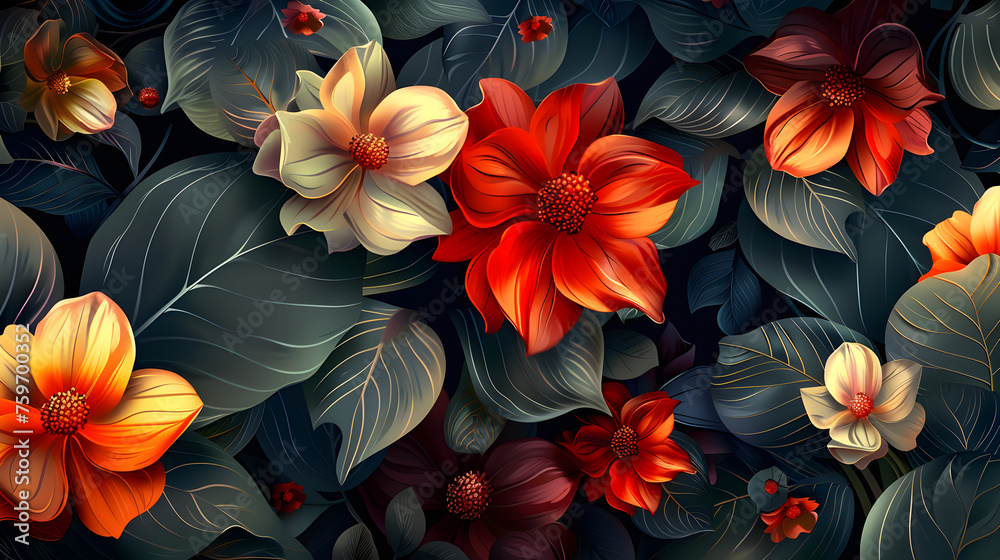 Beautiful floral patterns on a vibrant background, perfect for decoration and wallpaper Beautiful floral patterns on a vibrant background, perfect for decoration and wallpaper