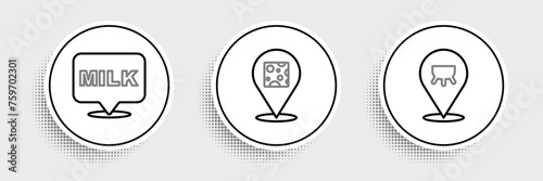 Set line Udder, Lettering milk and Cheese icon. Vector